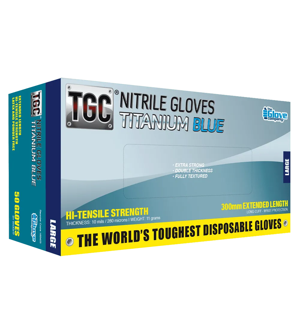 TGC® Titanium Blue Nitrile Disposable Gloves Box of 50-TGC-Autoignite NZ