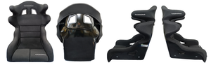 RACEWORKS FIBREGLASS SEAT WITH WINGS BLACK CLOTH FIA APPROVED ~ MEDIUM