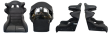 Load image into Gallery viewer, RACEWORKS FIBREGLASS SEAT WITH WINGS BLACK CLOTH FIA APPROVED ~ LARGE
